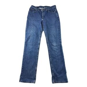 Lee Riders Jeans Women 12 L Blue Cotton Blend Straight Leg Pockets Stretch